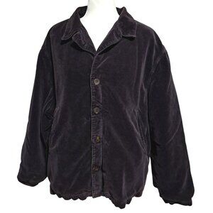 Vtg The Country Fair Jacket Womens M 90s Purple Fine Wale Corduroy Hidden Zipper
